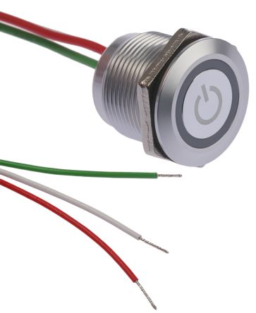 RS PRO 电容式触摸开关, 绿色，红色LED照明, 最大输入30V 直流