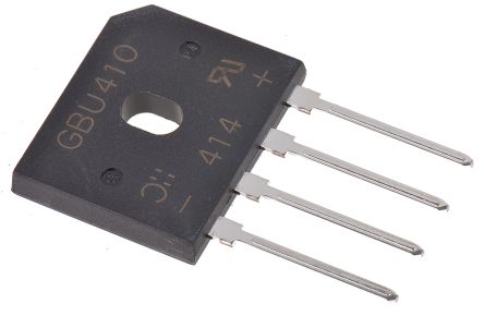 DiodesZetex Brückengleichrichter, 1-phasig 4A 1000V THT 1V GBU 4-Pin 50μA Siliziumverbindung