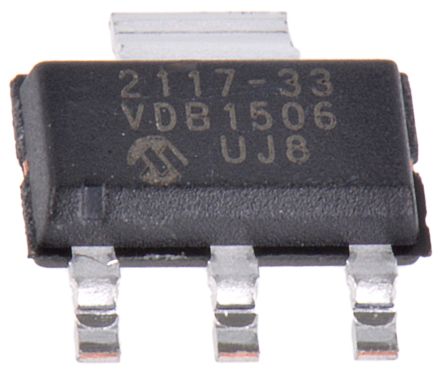 Microchip Regolatore Di Tensione TC2117-3.3VDBTR, 800mA, 3+Tab-Pin, SOT-223