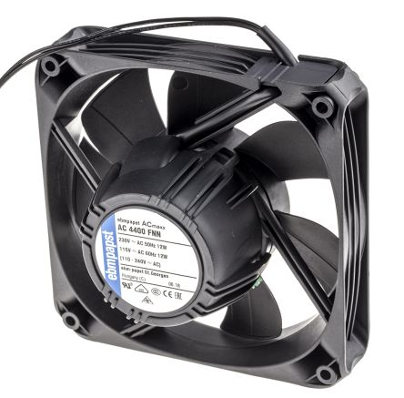 Ebm-papst AC 4400 FN Series Axial Fan, 85 → 265 V Ac, AC Operation, 205m³/h, 12W, 119 X 119 X 25mm