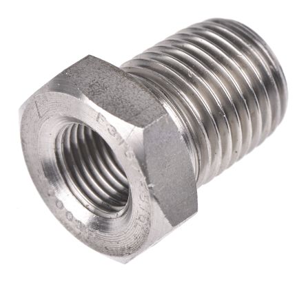 RS PRO Stainless Steel Pipe Fitting, Straight Hexagon Bush, Male R 1/4in X Female Rc 1/8in