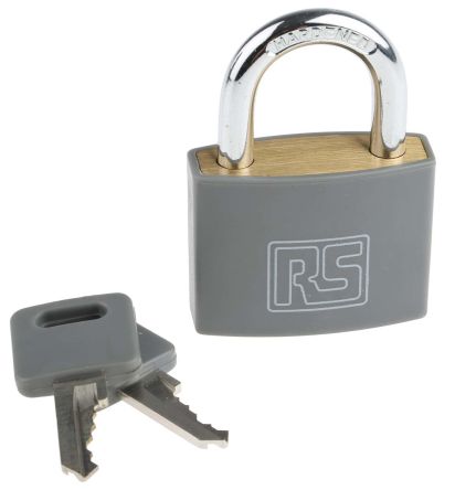 RS PRO Messing Vorhängeschloss Mit Schlüssel Grau, Bügel-Ø 6mm X 28mm