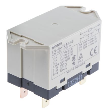 Omron Flange Mount Power Relay, 12V Dc Coil, 25A Switching Current, DPST