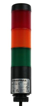 Werma Torretta Di Segnalazione, 24 V, LED, 3 Elementi, Lenti Rosso/Verde/Giallo, Con Cicalino