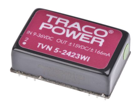 TRACOPOWER TVN 5WI DC/DC-Wandler 5W 24 V Dc IN, ±15V Dc OUT / ±200mA 1.5kV Dc Isoliert