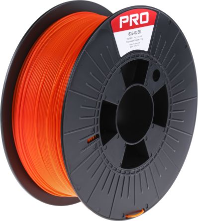 RS PRO Filament Pour Imprimante 3D, PLA, Ø 1.75mm, Orange Fluorescent, 1kg, FDM