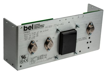 BEL POWER SOLUTIONS INC 线性电源, 100 → 264V 交流输入电压, -5 V, 5 V, 12 V输出电压 1.7 A, 6 A, 700 mA输出电流, 3输出数