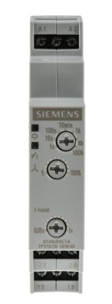 Siemens Zeitrelais, DIN-Schienen, 0.05 → 360000s, 12 → 240V, 2 Kont. Multifunktion, DPST