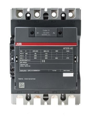 ABB 接触器, AF系列, 4极, 触点350 A, 触点电压1 kV