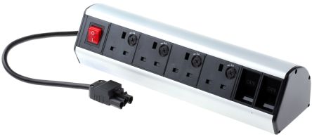 RS PRO Typ G – Britisch Steckdosenleiste Mit Schalter, 4-fach GST18, 1m Kabel, 230V, Sockel