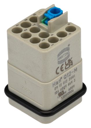 HARTING Heavy Duty Power Connector Insert, 10A, Male, HAN Q Series, 12 Contacts