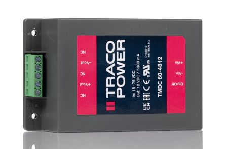 TRACOPOWER TMDC 60 DC/DC-Wandler 60W 48 V Dc IN, 12V Dc OUT / 5A 2.5kV Dc Isoliert