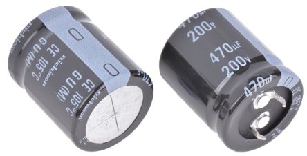 Nichicon GU Snap-In Aluminium-Elektrolyt Kondensator 470μF ±20% / 200V Dc, Ø 25mm X 30mm, Bis 105°C