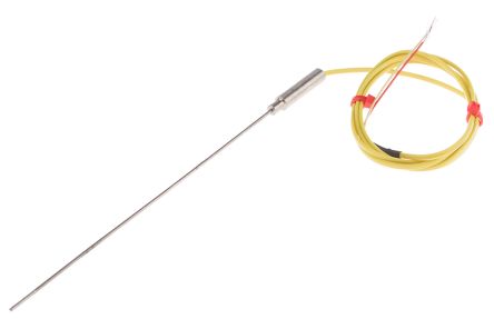 RS PRO k型热电偶, 1.5mm直径 x 150mm长探头, 最高感应+1100°C, 电缆接端, 1m线长, 不锈钢探头