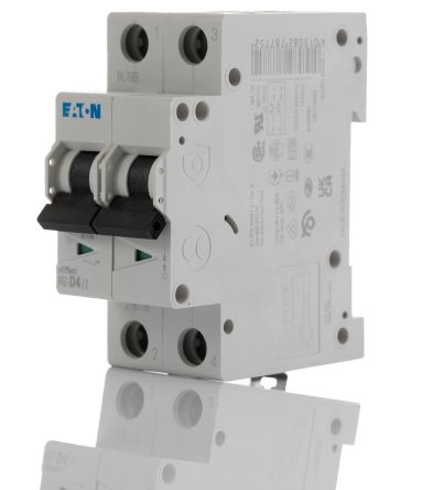 Eaton Moeller MCB Leitungsschutzschalter Typ D, 2-polig 4A 240 → 415V, Abschaltvermögen 10 KA XEffect