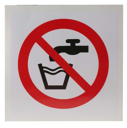 RS PRO 禁止标志, 非饮用水标志, 乙烯基, 100 mm高 x 100mm宽
