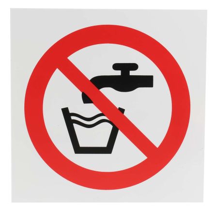 RS PRO Señal De Prohibición Con Pictograma: Agua No Potable, Texto En, 200mm X 200 Mm