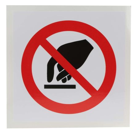 RS PRO Señal De Prohibición Con Pictograma: Prohibido Tocar, Texto En, Autoadhesivo, 100mm X 100 Mm