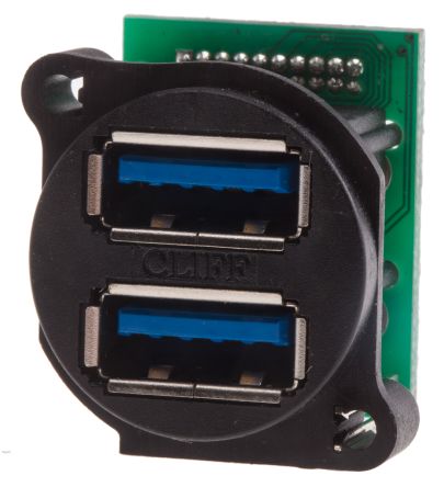 RS PRO Conector USB, Hembra, 2 Puertos, Recta, Montaje En Panel, Versión 3.0, 5,0 V