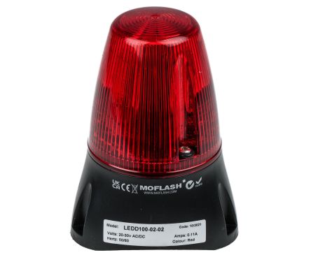 Moflash LEDD100, LED Blitz Signalleuchte Rot, 20 → 30 V Ac/dc X 119mm
