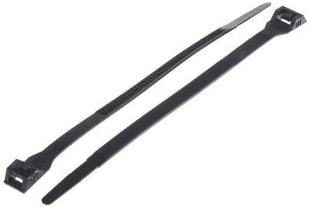RS PRO 电缆扎带, 尼龙扎带, 双重锁定, 201mm长x9 mm宽, 黑色