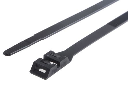 RS PRO 电缆扎带, 尼龙扎带, 双重锁定, 265mm长x9 mm宽, 黑色