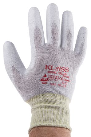 RS PRO Antistatische Handschuhe, Größe 10, L, Anti-Static, Nylon Grau 10Paare Stk.