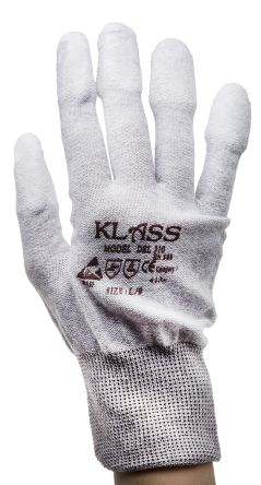RS PRO Antistatische Handschuhe, Größe 9, L, Anti-Static, Nylon Grau 10Paare Stk.