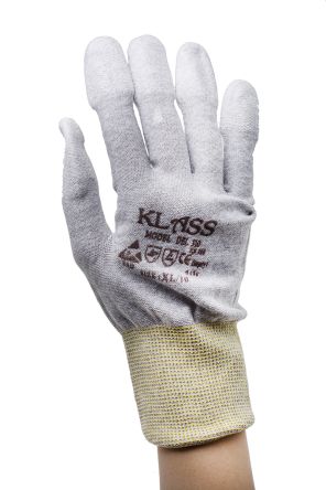 RS PRO Antistatische Handschuhe, Größe 10, L, Anti-Static, Nylon Grau 10Paare Stk.