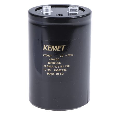 KEMET ALS30, Schraub Aluminium-Elektrolyt Kondensator 4700μF ±20% / 450V Dc, Ø 77mm X 115mm X 115mm, +85°C