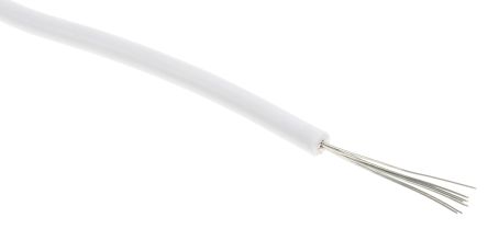 RS PRO Cable De Conexión, área Transversal 0,33 Mm² Filamentos Del Núcleo 17/0,16 Mm Blanco, 300 V, Long. 100m, 22 AWG