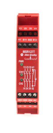 Rockwell Automation MSR127T Sicherheitsrelais, 24V Ac/dc, 2-Kanal, 3 Sicherheitskontakte Lichtstrahl/Lichtschranke, 1