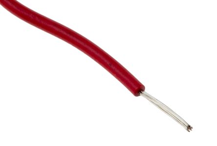 RS PRO Einzeladerleitung 0,08 Mm², 28 AWG 100m Rot PVC Isoliert Ø 1.2mm 7/0,12 Mm Litzen UL1007