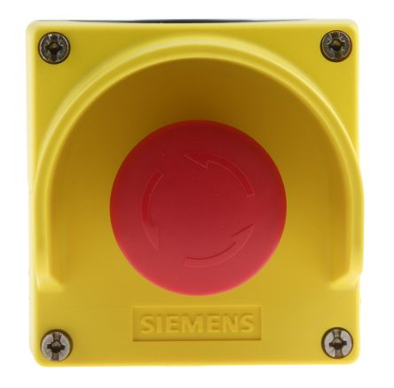 Siemens 3SU1 SMD Not-Aus-Schalter, 1 Öffner, Rot, 85mm, X 112.5mm, Drehfreigabe