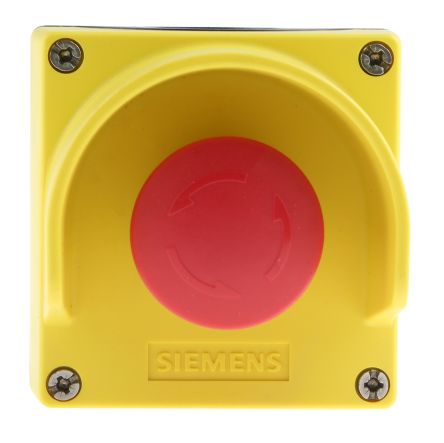 Siemens 3SU1 SMD Not-Aus-Schalter, 2 Öffner, Gelb, 85mm, X 112.5mm, Drehfreigabe