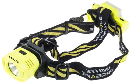 Unilite LED Head Torch Rechargeable PS-H10R Battery pack, Yellow, Plastic Case, 1100 lm