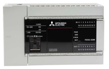 Mitsubishi FX5U Series PLC CPU For Use With MELSEC IQ-F Series IQ Platform-Compatible PLC, Relay, Transistor Output,