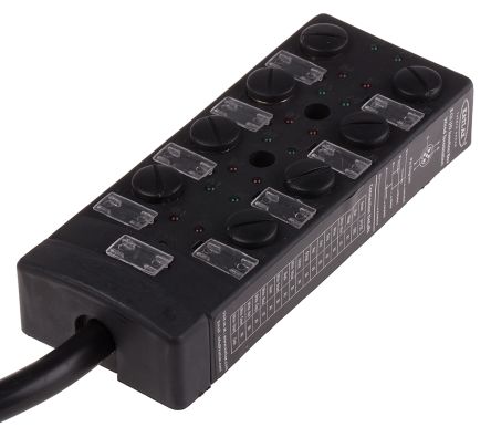 RS PRO 传感器分线盒, M12分线盒, 8端口, 5线路, 24V 直流