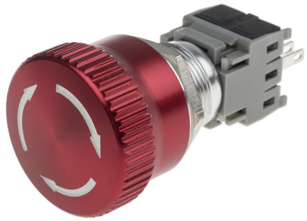 RS PRO Interruptor De Botón Pulsador, Color De Botón Rojo, SPDT, Enclavamiento, Girar Para Liberar, 5 A A 250 V Ac,