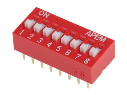 디바이스마트,스위치/부저/전기부품 > 스위치 > DIP 스위치,,NDS-08-V,8 Way Through Hole DIP Switch SPST, Raised Actuator / 877-2148