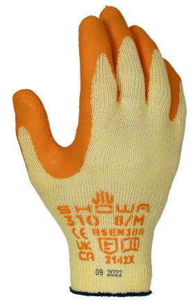 Showa 310 Arbeitshandschuhe, Größe 8, M, Allgemeine Anwendungen, Polyester-Baumwoll-Faser Orange, Gelb 1Paar Stk.