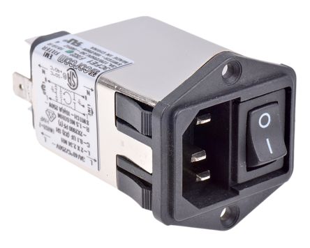 TE Connectivity C14 IEC Filter Stecker Mit 2-Pol Schalter, 250 V Ac / 3A, Tafelmontage / Kabelschuh-Anschluss