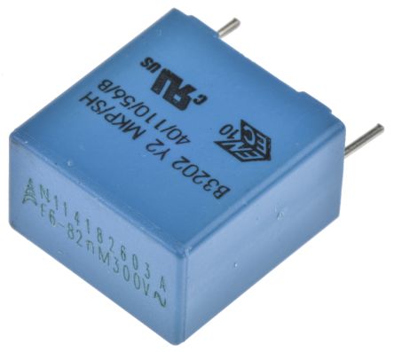 EPCOS B32021 Y2 Folienkondensator 82nF ±20% / 1.5 KV Dc, 300 V Ac, THT Raster 15mm