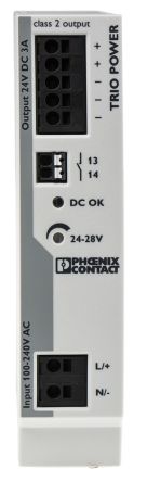 Phoenix Contact TRIO-PS-2G/1AC/24DC/3/C2LPS 2-Kanal Switch-Mode DIN-Schienen Netzteil 72W, 85 → 264V Ac, 24V Dc