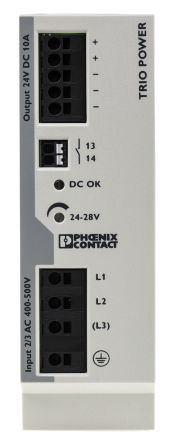 Phoenix Contact TRIO-PS-2G/3AC/24DC/10 3-Phasen 2-Kanal Switch-Mode DIN-Schienen Netzteil 240W, 400V Ac, 24V Dc / 10A