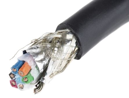 Alpha Wire Câble De Commande Blindé Xtra-Guard 4 300 V, 6 X 0,81 Mm², 18 AWG, Gaine TPE Noir, 30m