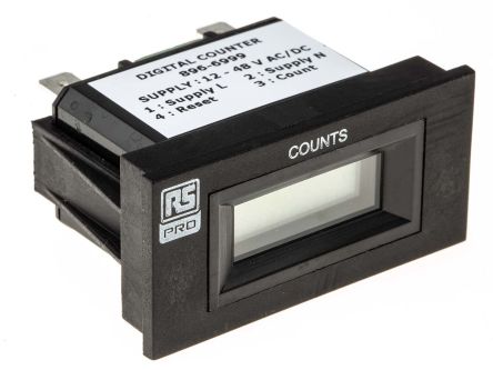RS PRO计数器, LCD显示, 12 → 48 V 交流/直流电源, 计数模式 脉冲, 电压输入