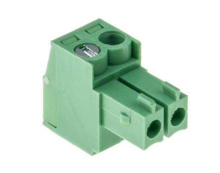 RS PRO 3.5mm Pitch 2 Way Right Angle Pluggable Terminal Block, Plug, Through Hole, Screw Termination