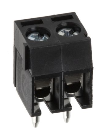 RS PRO PCB Terminal Block, 2-Contact, 3.5mm Pitch, Through Hole Mount, 1-Row, Screw Termination