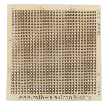 Roth Elektronik Carte Matrice, Simple Face Au Pas De 1.27mm, 39.37 X 38.1 X 1.5mm, 35μm, FR4